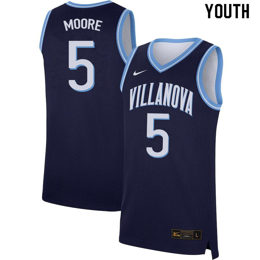 Youth #5 Justin Moore Villanova Wildcats College Basketball Jerseys Sale-Navy